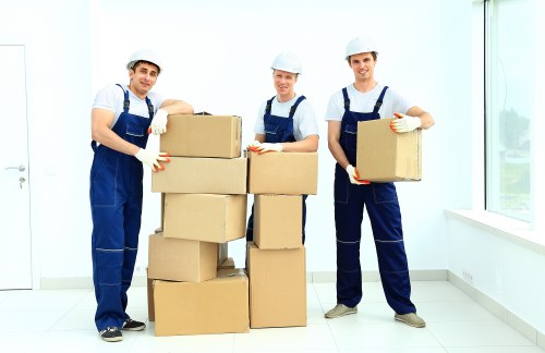 Moving boxes and packing supplies arranged for a home move in Monument